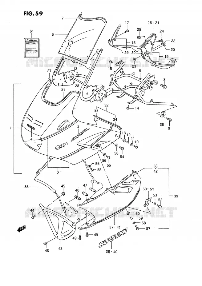FRONT KUIP (MODELE J 9WV) Suzuki MOTO 1100 GSX-F 1993  GSX1100FP(E2)