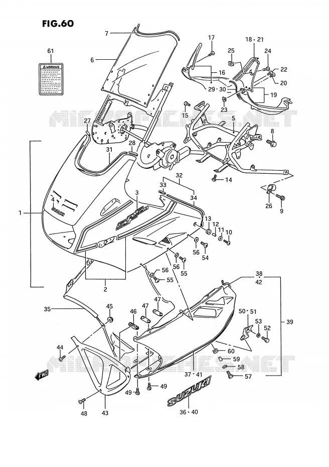 FRONT KUIP (MODELE K 33J,24D) Suzuki MOTO 1100 GSX-F 1993  GSX1100FP(E2)