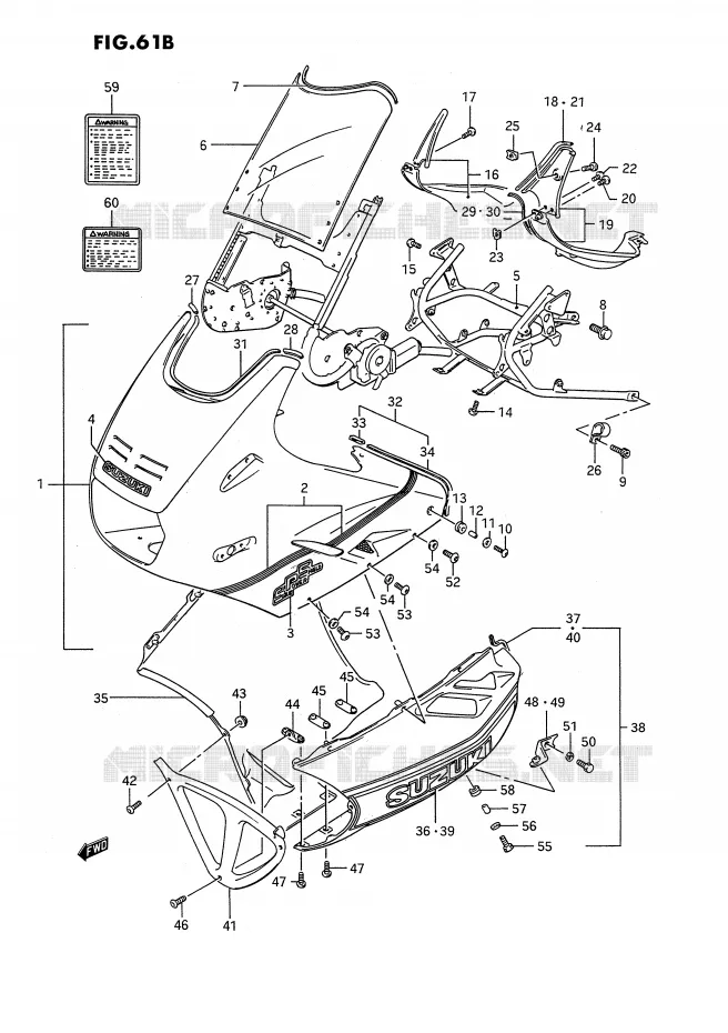 FRONT KUIP (MODELE L 3BF) Suzuki MOTO 1100 GSX-F 1991  GSX1100FM(E2)
