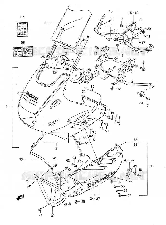 FRONT KUIP (MODELE M) Suzuki MOTO 1100 GSX-F 1993  GSX1100FP(E28)