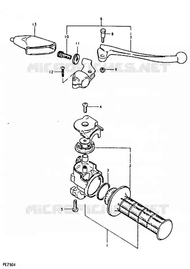 RECHTER HENDEL - HANDGREEP (PE250T) Suzuki MOTO 250 PE 1980  PE250T(T/X)