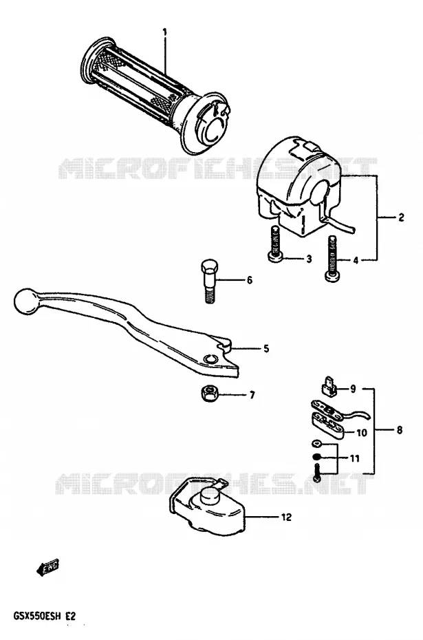 RIGHT SWITCH - HANDGREEP (GSX550EF/EUF/EG/EUG/EUH) Suzuki MOTO 550 GSX-E 1987  GSX550EUH(F/G/H)