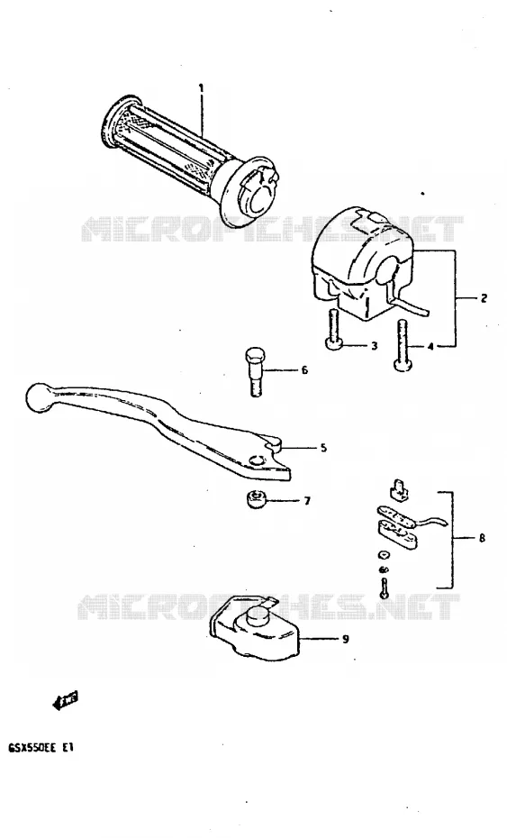 RIGHT SWITCH - HANDGREEP (GSX550ESD/ESE/EFE) Suzuki MOTO 550 GSX-E 1984  GSX550ESE(E1)