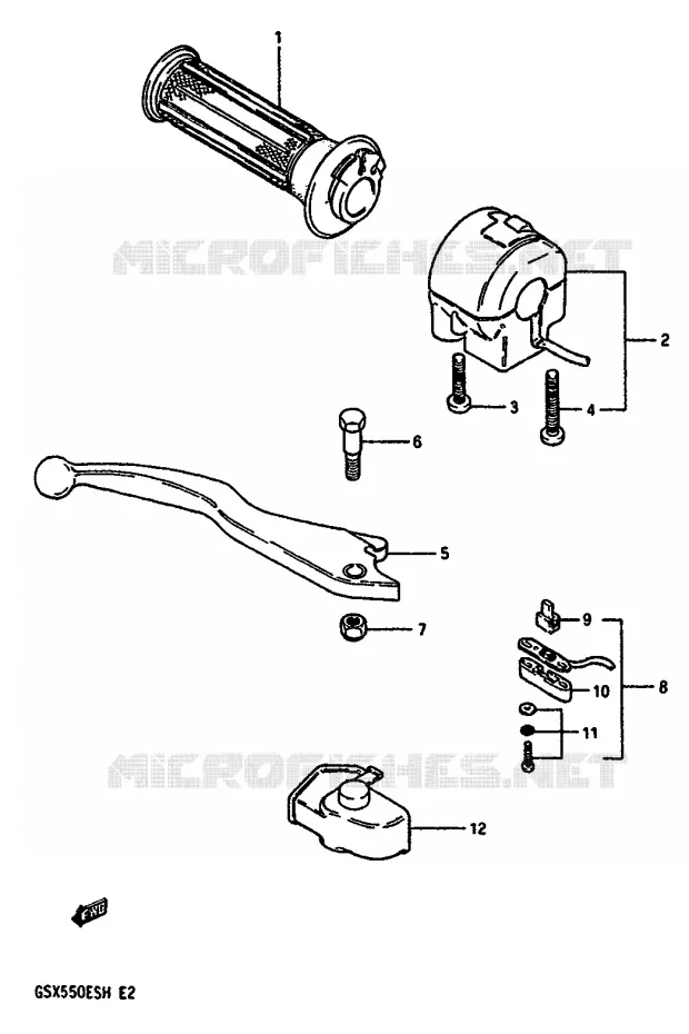 RIGHT SWITCH - HANDGREEP (GSX550ESF/EFF/ESG/EFG/ESH/EFH) Suzuki MOTO 550 GSX-E 1986  GSX550EUG(F/G/H)