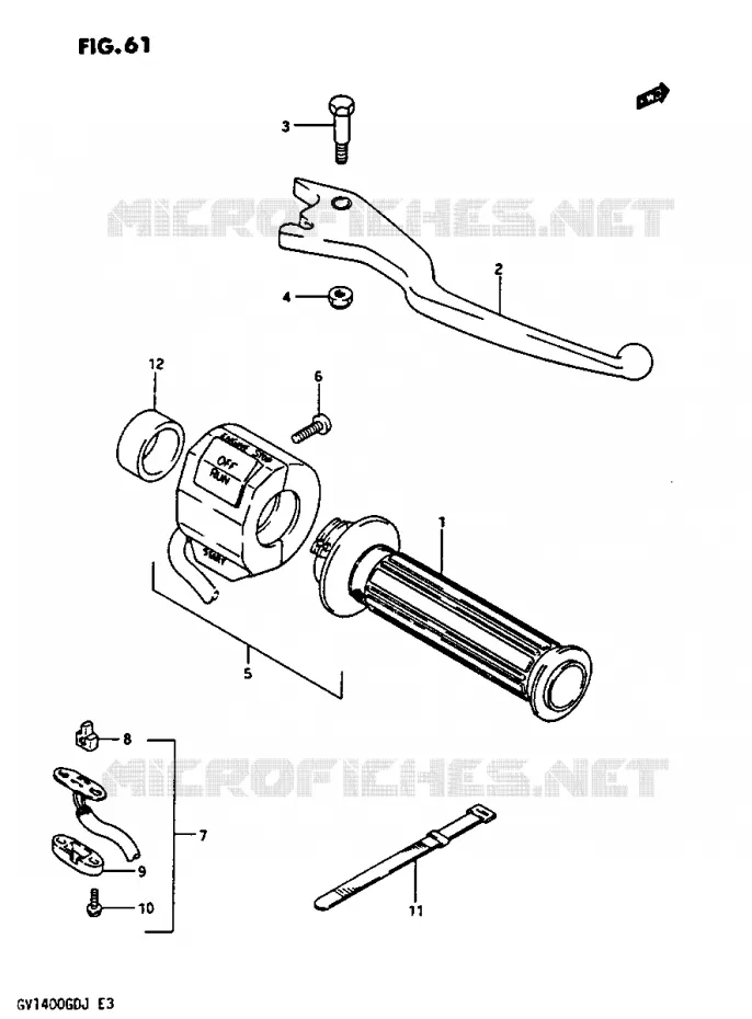 RIGHT SWITCH - HANDGREEP GV1400GDG/GCG/MODELE H/J Suzuki MOTO 1400 CAVALCADE 1986  GV1400GDG(G/H/J)