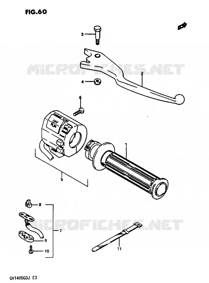 RIGHT SWITCH - HANDGREEP GV1400GDG/GCG/MODELE H/J Suzuki MOTO 1400 CAVALCADE 1986  GV1400GTG(G/H/J)