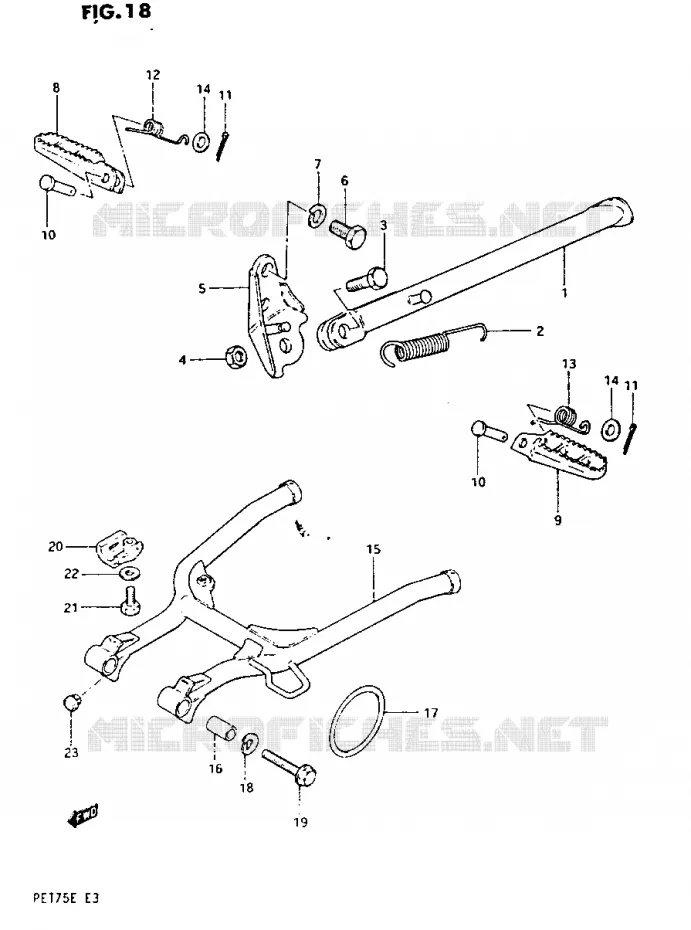 STAND - FOOTREST Suzuki MOTO 175 PE 1984  PE175E