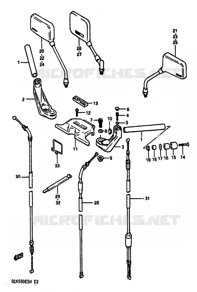STUUR (GSX550ESF/EFF/ESG/EFG/ESH/EFH) Suzuki MOTO 550 GSX-E 1987  GSX550ESH(F/G/H)