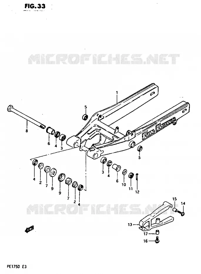 SWINGARM MODEL D Suzuki MOTO 175 PE 1983  PE175D(Z/D)