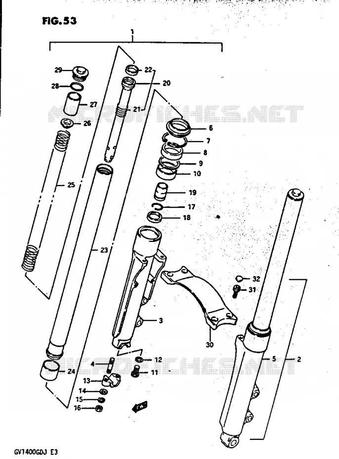 VOORVORK GV1400GCG/MODEL H/J Suzuki MOTO 1400 CAVALCADE 1987  GV1400GCH(G/H/J)