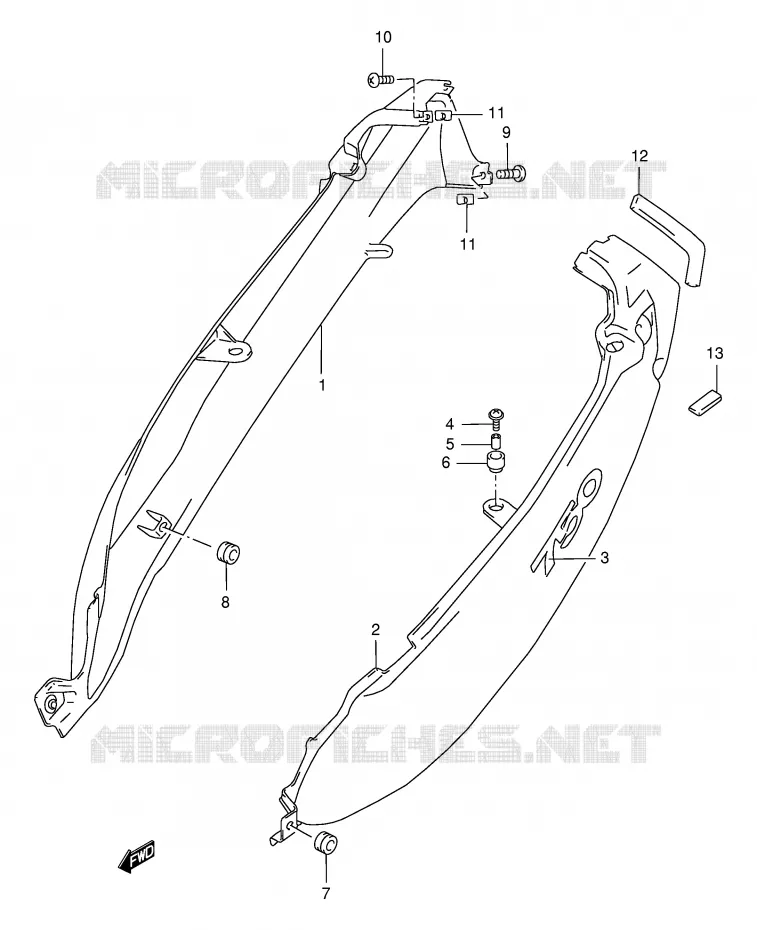 ACHTER KUIP  (MODELE X) Suzuki MOTO 750 GSX-F 2001  GSX750FK1(E2)