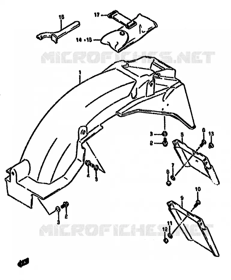 ACHTERSPATBORD (MODELE K/L/M/N/P/R) Suzuki MOTO 750 GSX-F 1995  GSX750FS(K-T)