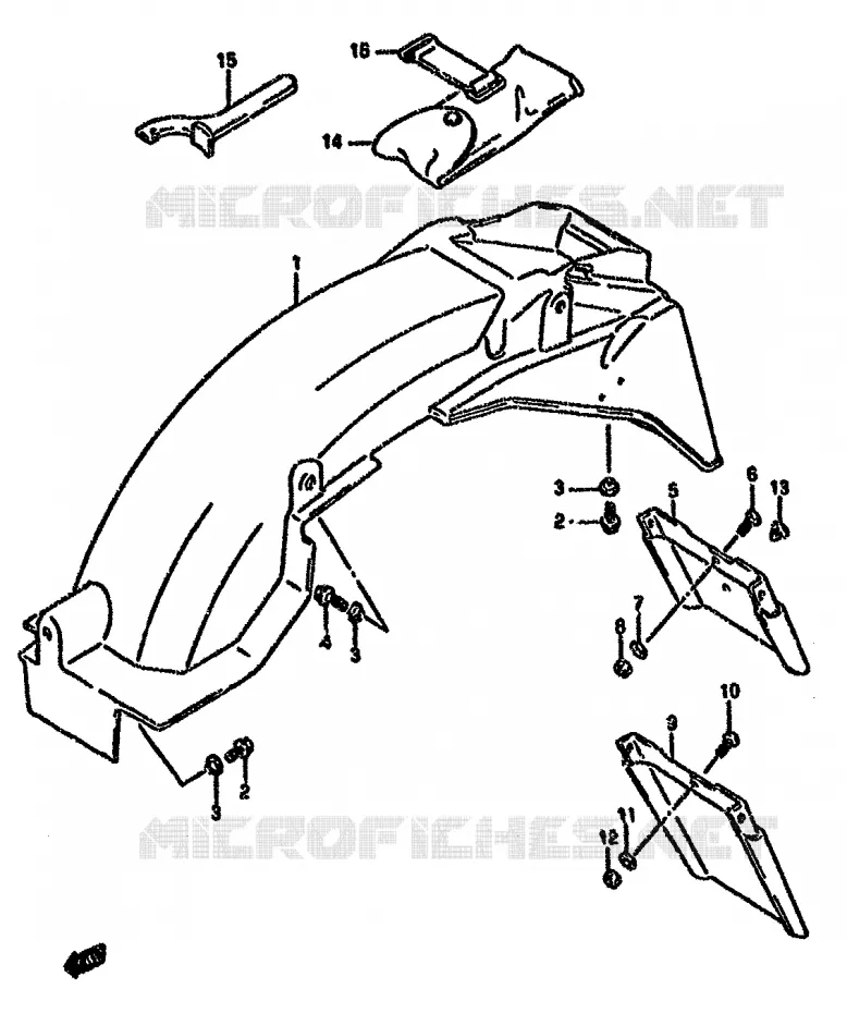 ACHTERSPATBORD (MODELE S) Suzuki MOTO 750 GSX-F 1991  GSX750FM(K-T)