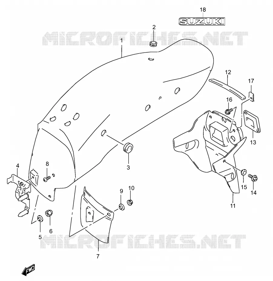 ACHTERSPATBORD Suzuki MOTO 250 MARAUDER 2003  GZ250K3(P3)