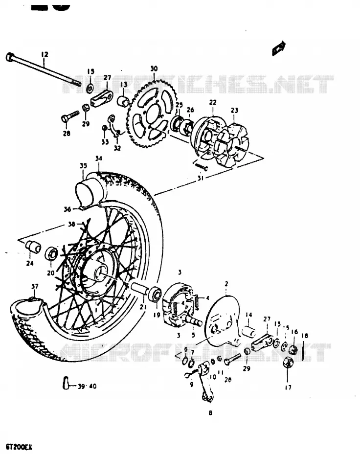 ACHTERWIEL (GT200X) Suzuki MOTO 200 GT 1999  GT200EX(X)