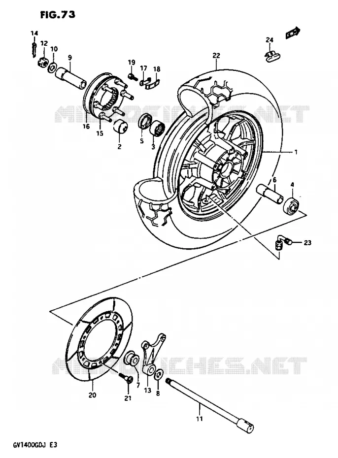 ACHTERWIEL GV1400GDG F.NO.103765-/GCG/MODELE H/J Suzuki MOTO 1400 CAVALCADE 1987  GV1400GCH(G/H/J)