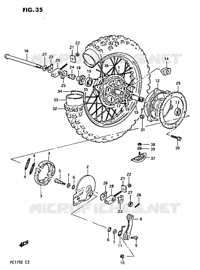 ACHTERWIEL Suzuki MOTO 175 PE 1984  PE175E