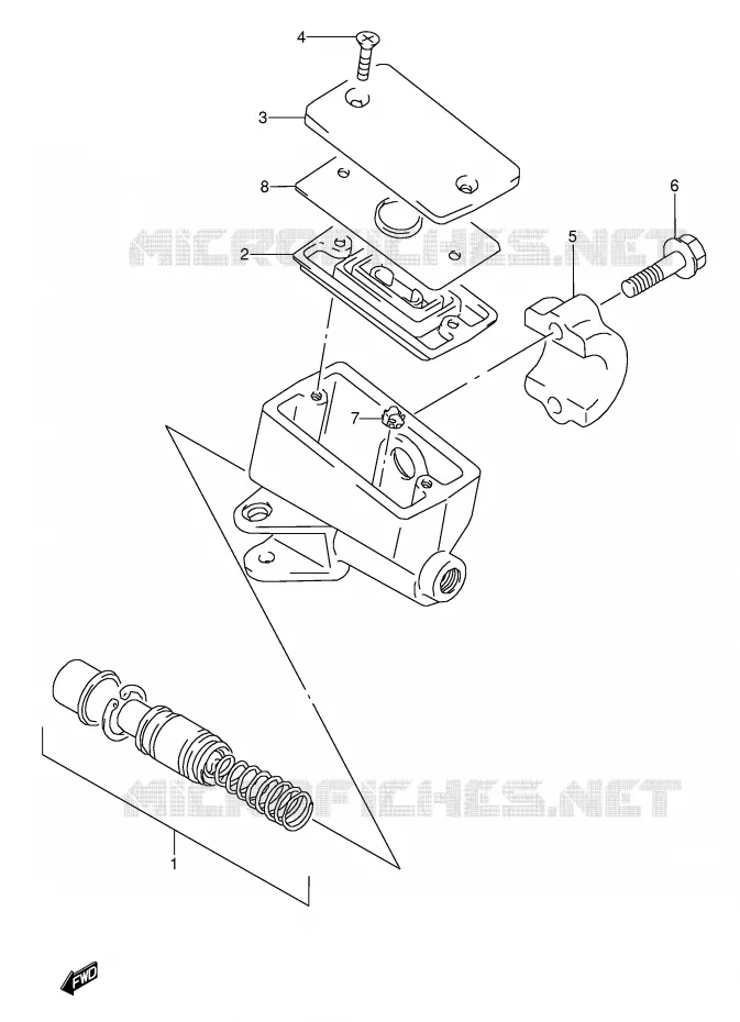 FRONT HOOFDREMCILINDER (MODELE K/L/M/N/P/R/S/T) Suzuki MOTO 600 GSX-F 1990  GSX600FU2L(E2)