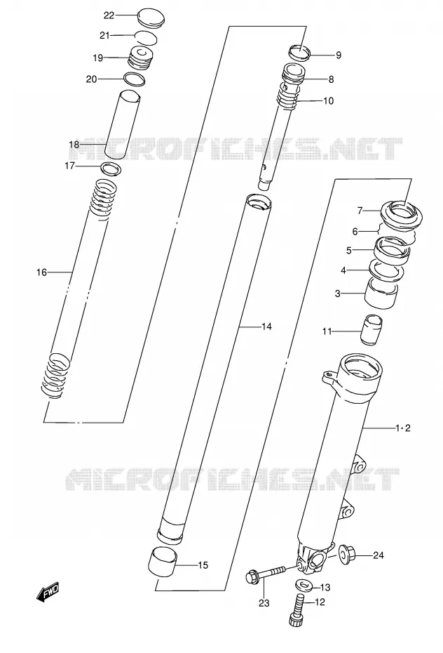 FRONT SCHOKDEMPER (MODELE J) Suzuki MOTO 600 GSX-F 1995  GSX600FS(E2)