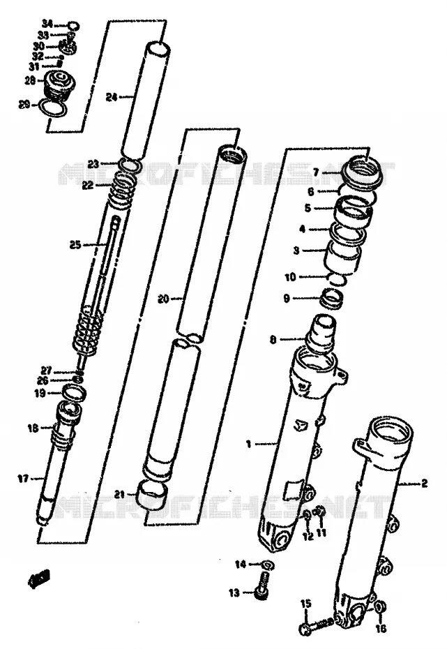 FRONT SCHOKDEMPER (MODELE K/L/M/N/P/R) Suzuki MOTO 750 GSX-F 1994  GSX750FR(K-T)