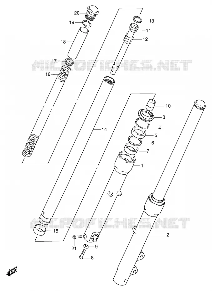 FRONT SCHOKDEMPER (MODELE X/Y/K1 P37) Suzuki MOTO 650 SAVAGE 1997  LS650PV(E2)