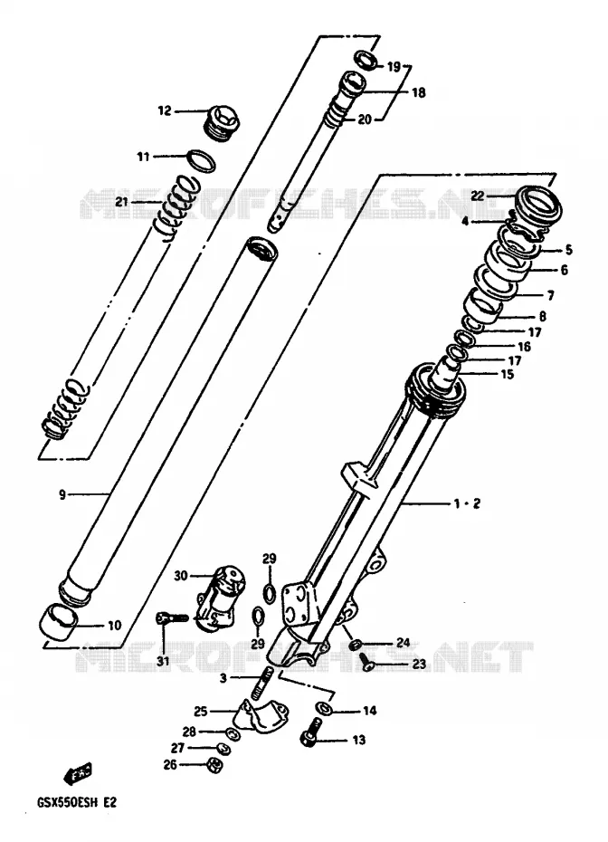 FRONT SCHOKDEMPER Suzuki MOTO 550 GSX-E 1985  GSX550EFF(F/G/H)