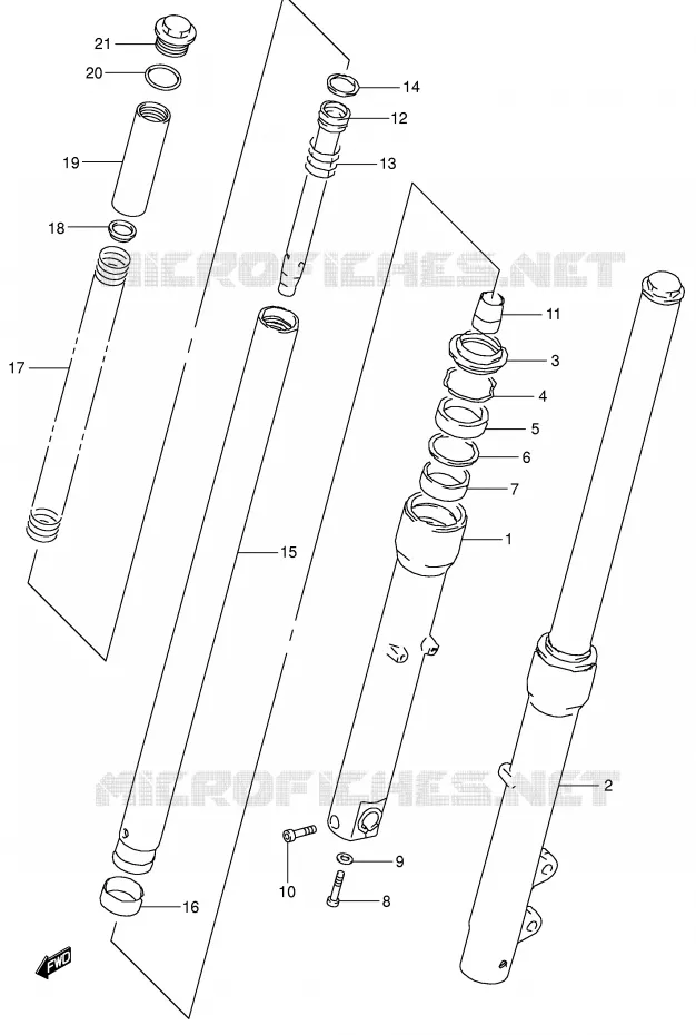 FRONT SCHOKDEMPER Suzuki MOTO 650 BOULEVARD 1997  LS650PV(E3/E28)