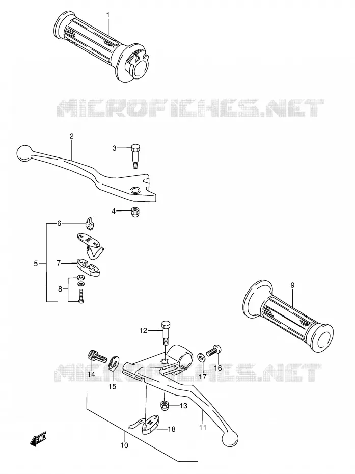 HANDGRIPS - LEVERS (MODELE J) Suzuki MOTO 600 GSX-F 1988  GSX600FU2J(E2)