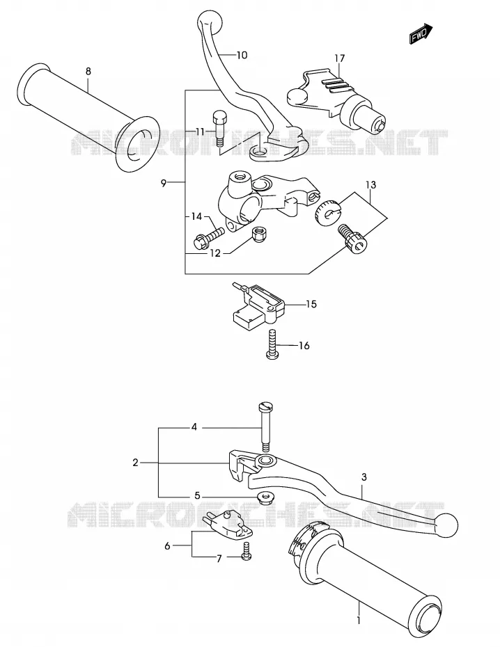 HANDGRIPS - LEVERS (MODELE K2) Suzuki MOTO 250 MARAUDER 2002  GZ250K2(P19)