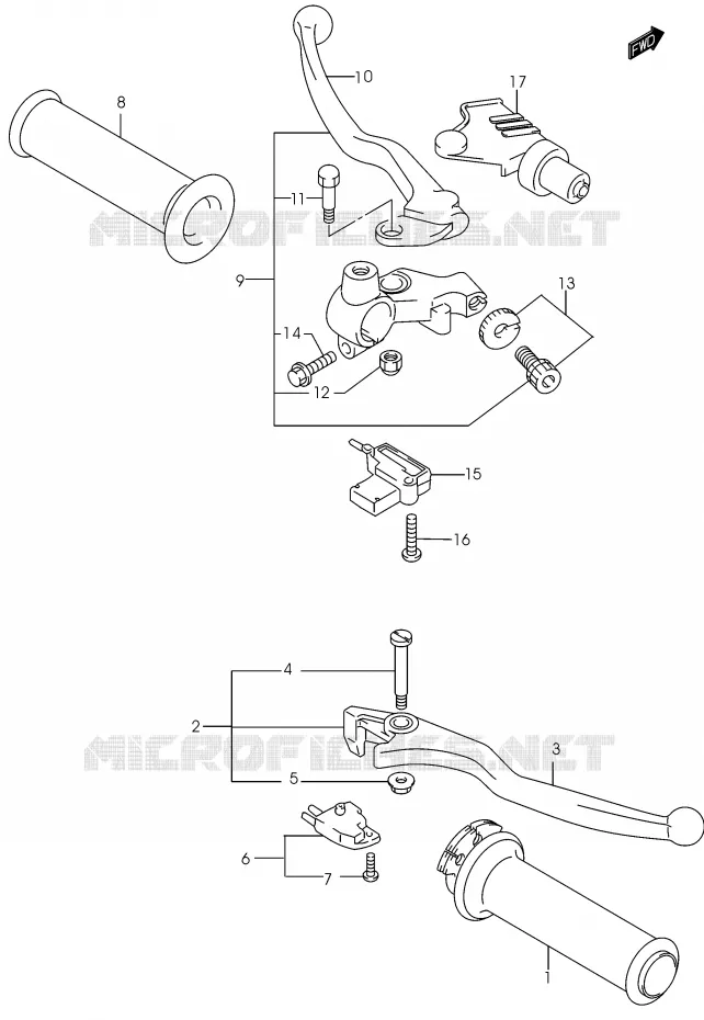 HANDGRIPS - LEVERS (MODELE K2) Suzuki MOTO 250 MARAUDER 2003  GZ250K3(K3)