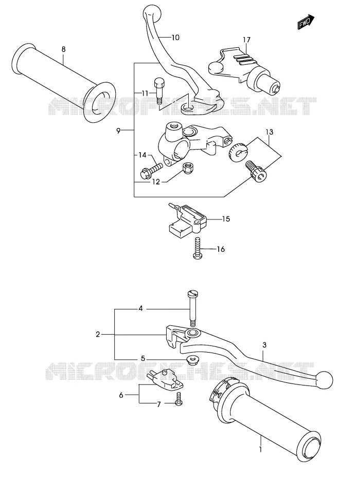 HANDGRIPS - LEVERS (MODELE K3) Suzuki MOTO 250 MARAUDER 2003  GZ250K3(P19)