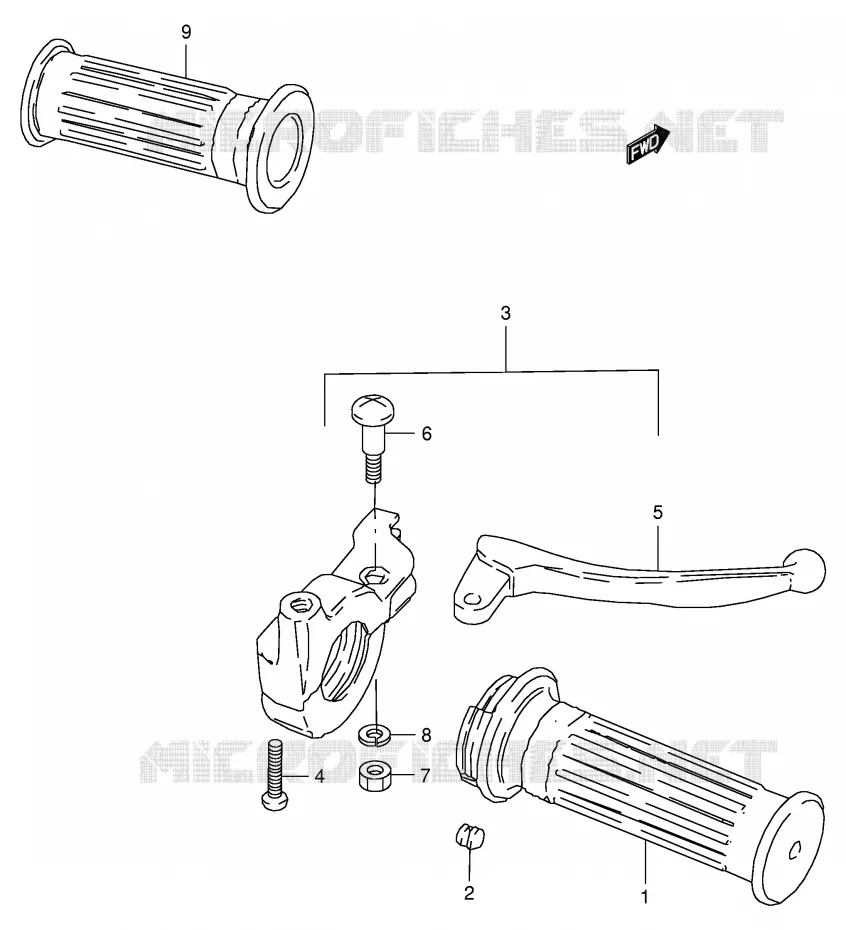 HANDGRIPS - LEVERS Suzuki MOTO 50 JR 1999  JR50X(P3/P28)