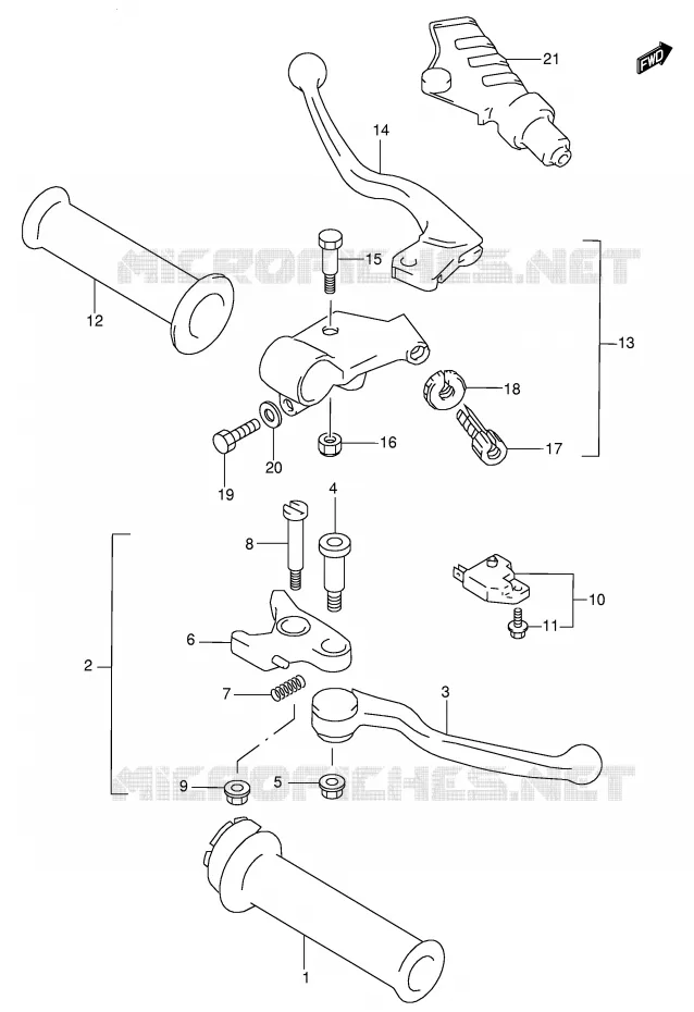 HANDGRIPS - LEVERS Suzuki MOTO 600 GSX-F 1998  GSX600FW(E2)