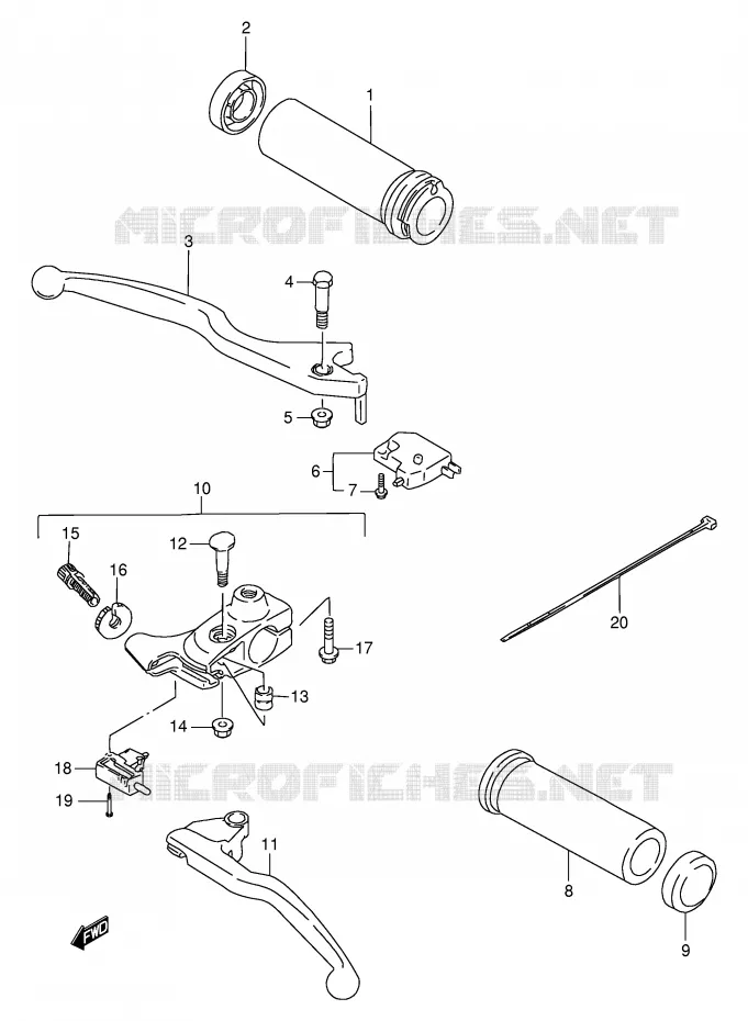 HANDGRIPS - LEVERS Suzuki MOTO 650 SAVAGE 1996  LS650PT(E2)
