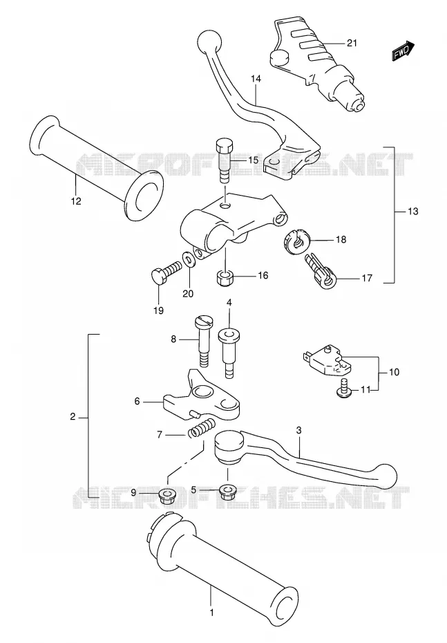 HANDGRIPS - LEVERS Suzuki MOTO 750 GSX-F 1999  GSX750FX(E2)