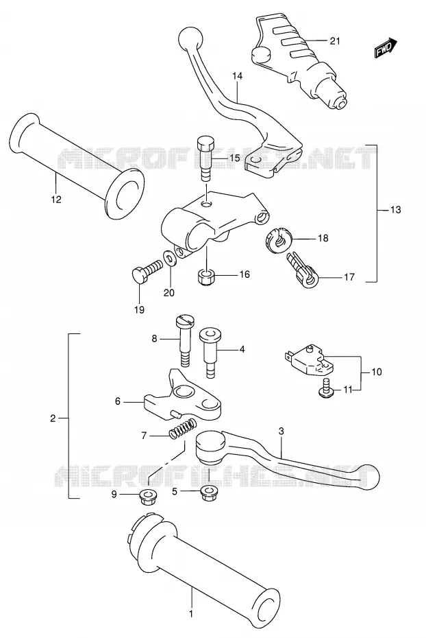 HANDGRIPS - LEVERS Suzuki MOTO 750 GSX-F 2004  GSX750FK4(E2)