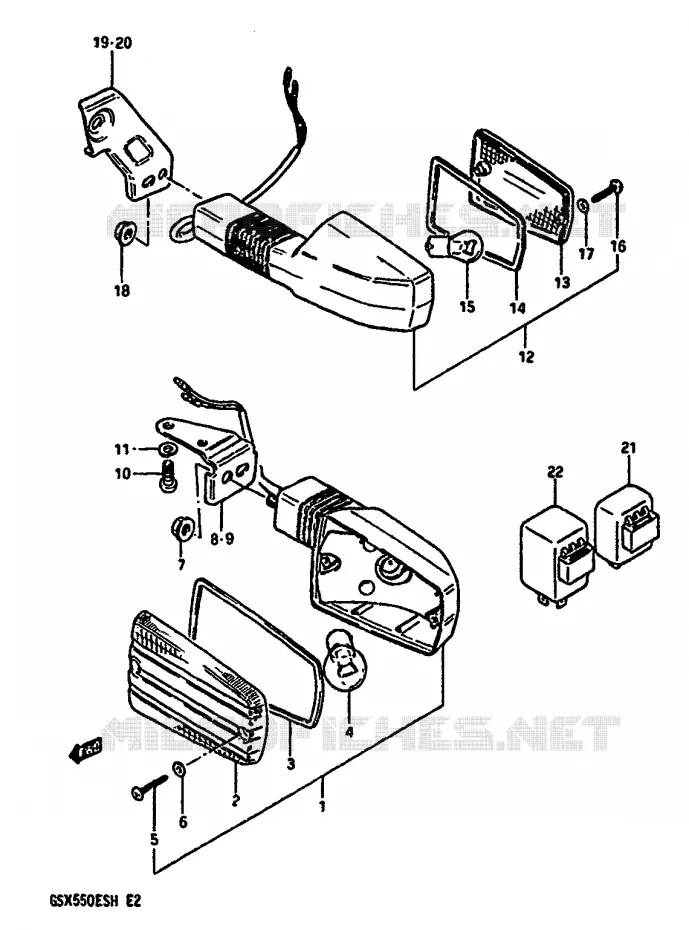 INDICATOREN (E2,E17) Suzuki MOTO 550 GSX-E 1986  GSX550EFG(F/G/H)