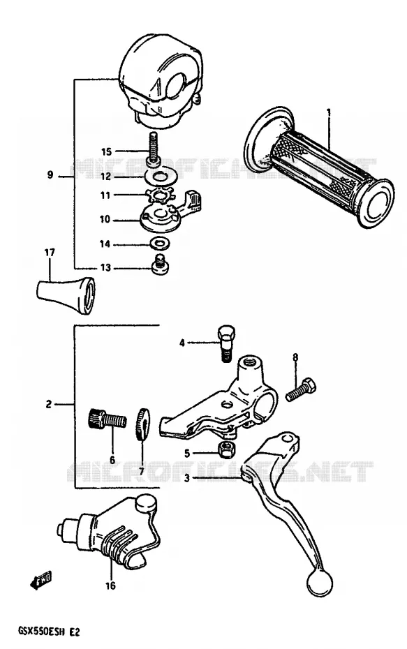 LINKER HANDGREEP Suzuki MOTO 550 GSX-E 1985  GSX550EFF(F/G/H)
