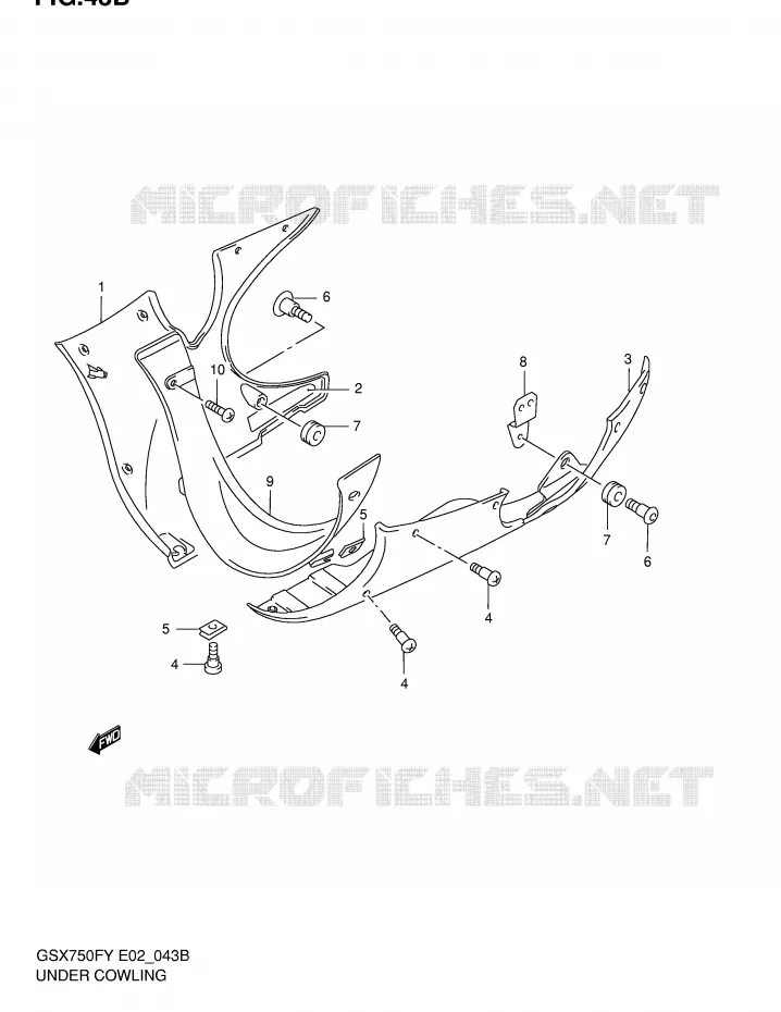 ONDER COWLING (MODELE K2/K3) Suzuki MOTO 750 GSX-F 2003  GSX750FLK3(E2)