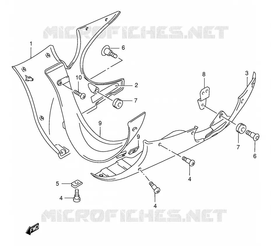 ONDER COWLING (MODELE W/X/Y) Suzuki MOTO 750 GSX-F 2002  GSX750FK2(E2)