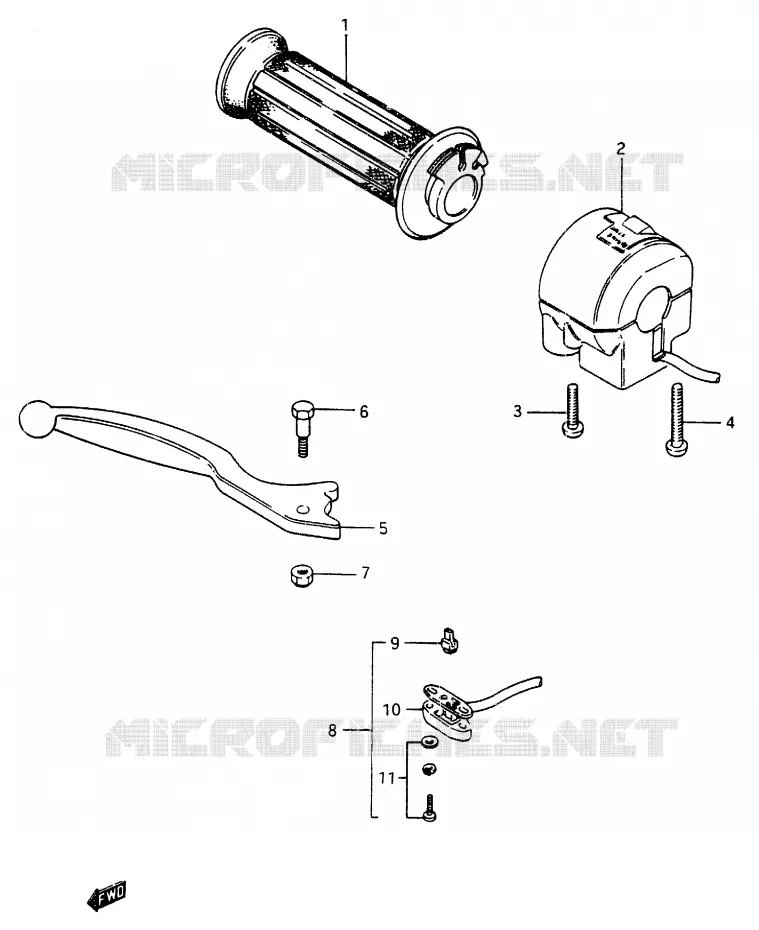 RIGHT SWITCH - HANDGREEP Suzuki MOTO 750 GSX-E 1985  GSX750ESF(F)