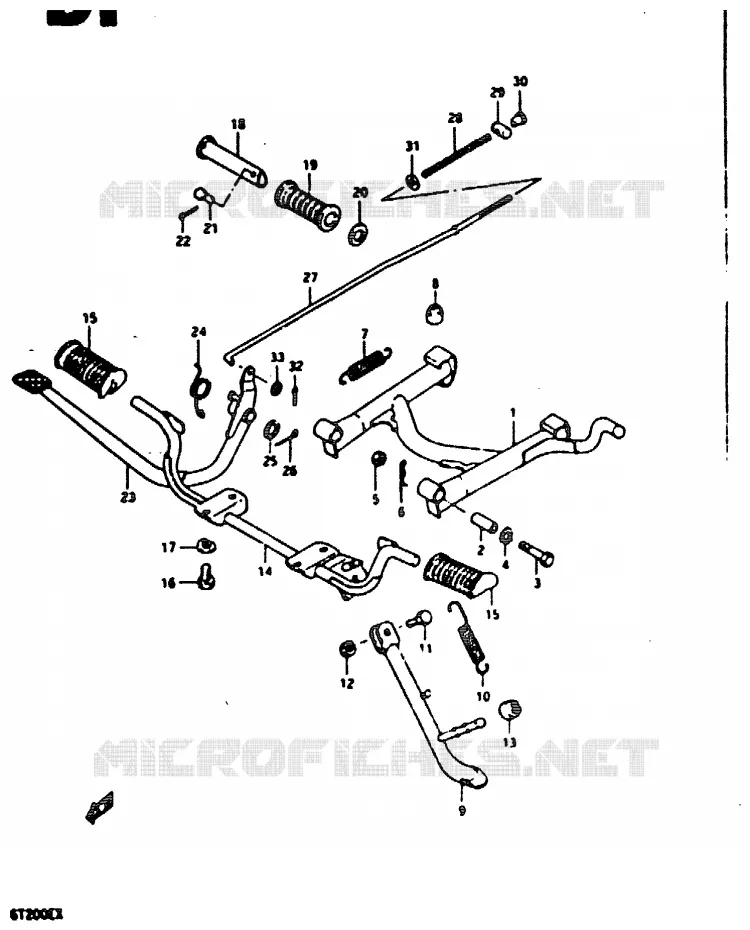 STAND - ACHTER REMPEDAAL Suzuki MOTO 200 GT 1999  GT200X(X)