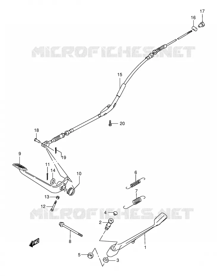 STAND - ACHTER REMPEDAAL Suzuki MOTO 650 BOULEVARD 1998  LS650PW(E3/E28)