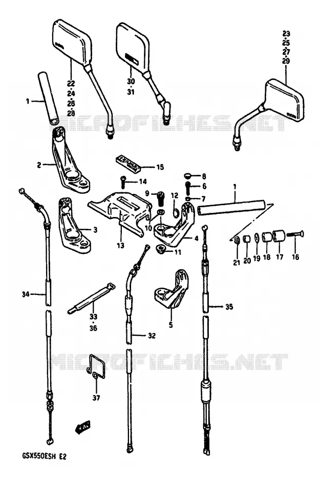 STUUR (GSX550EF/EUF/EG/EUG/EUH) Suzuki MOTO 550 GSX-E 1987  GSX550EFH(F/G/H)