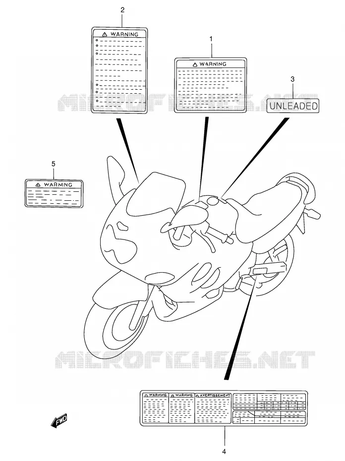 WAARSCHUWINGSLABEL (MODELE Y) Suzuki MOTO 750 GSX-F 2002  GSX750FK2(E2)