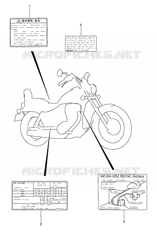 WAARSCHUWINGSLABEL Suzuki MOTO 650 BOULEVARD 1997  LS650PV(E3/E28)