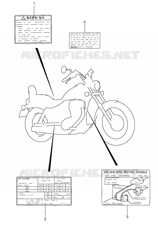 WAARSCHUWINGSLABEL Suzuki MOTO 650 BOULEVARD 2008  LS650K8(E3/E28)