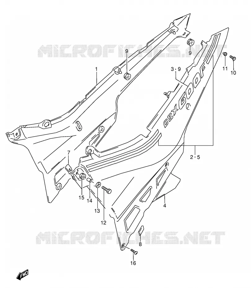 ACHTER KUIP  (MODELE J) Suzuki MOTO 600 GSX-F 1995  GSX600FS(E2)
