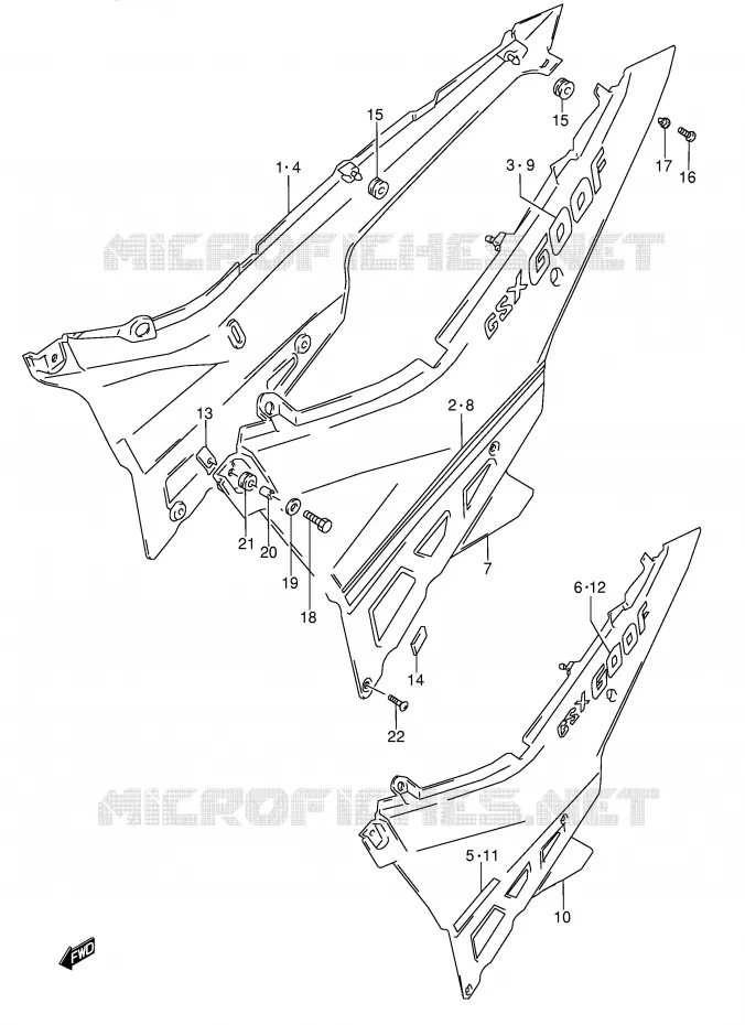 ACHTER KUIP  (MODELE K) Suzuki MOTO 600 GSX-F 1988  GSX600FJ(E2)