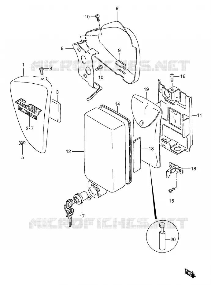 ACHTER KUIP  (MODELE K2/K3) Suzuki MOTO 650 BOULEVARD 2002  LS650PK2(E3/E28)